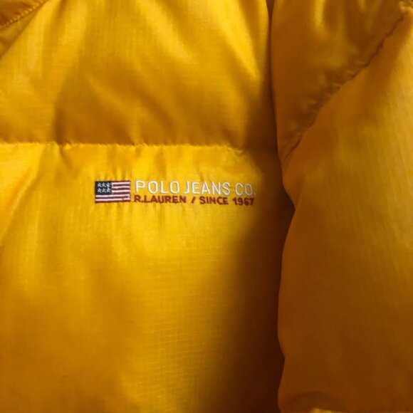 Vintage Polo Jeans Ralph Lauren Yellow Down Puffer Jacket L - Picture 5 of 7